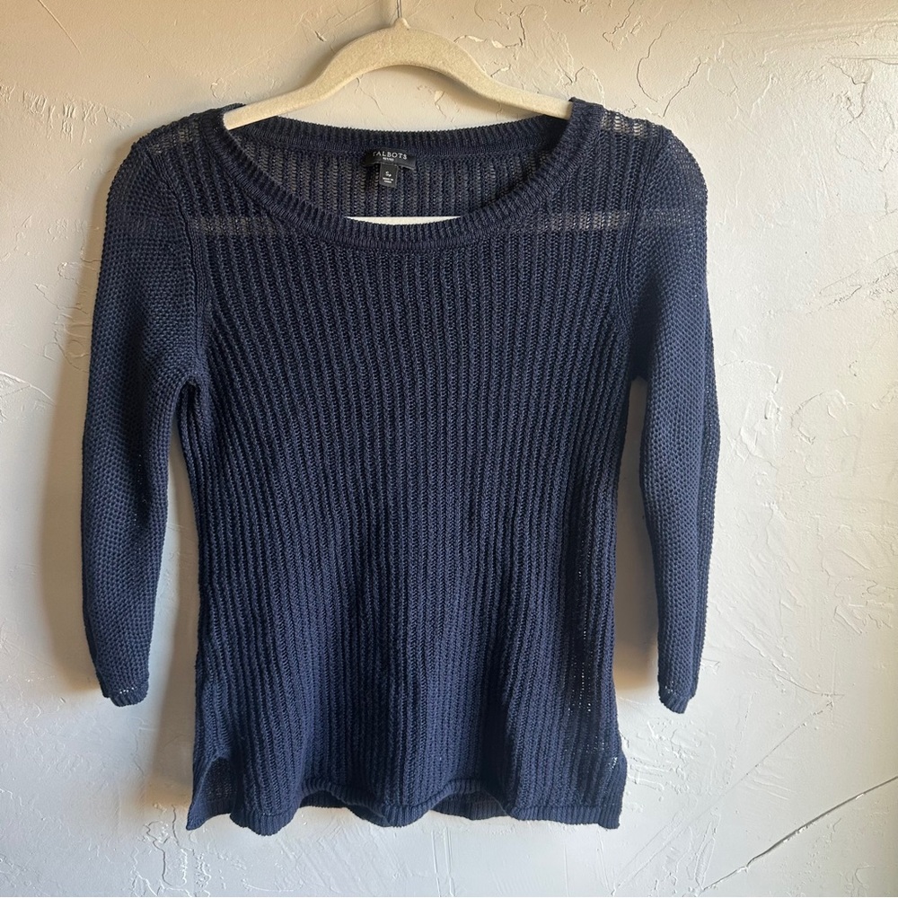 Talbots Navy Knit Scoop Neck Sweater Top